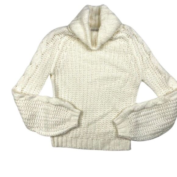 Planet Gold Cowl Neck Sweater Top Women's LARGE Ivory White Open Knit Soft NEW - Picture 4 of 8